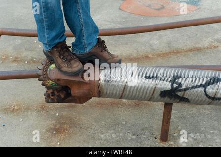 Geoparken Spielplatz in Stavanger, Norwegen. Bestandteil der Norwegischen Ölmuseum mit Recycling-material Stockfoto