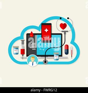 Online-Cloud medizinisches Internet Medikamente Stock Vektor