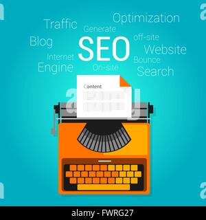 SEO Content marketing Strategie Konzept Suchmaschinen-Optimierung Stock Vektor