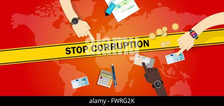 stoppen Sie Korruption Bestechung korrupte Hände bietet Geld Bar Stock Vektor