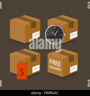 Box schnell mal Preis kostenloser Versand Lieferumfang Stock Vektor