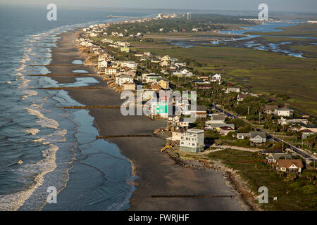 Luftbild von Folly Beach Island und Küste in Charleston, South Carolina Stockfoto