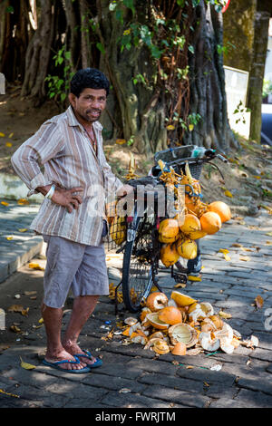 Kokos-Anbieter in Fort Galle, Sri Lanka, Asien Stockfoto