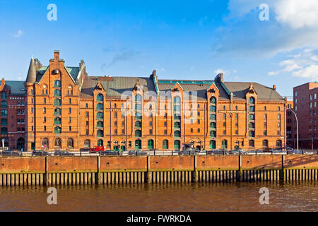 Bezirk der Speicherstadt in Hamburg, Deutschland. Diese größte Speicherstadt in der Welt erhielt den UNESCO-Welterbe-Status im Juli 2015 Stockfoto