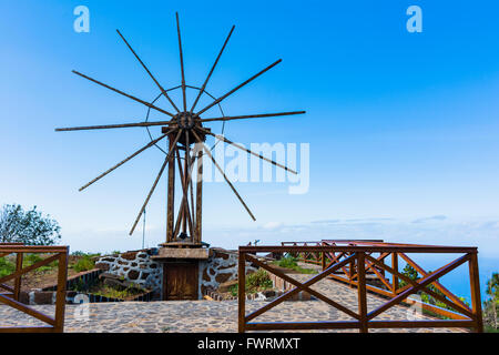 Restaurierte Windmühle für das Schleifen von Gofio verwendet. Las Tricias Garafía, La Palma, Teneriffa, Kanarische Inseln, Spanien, Europa Stockfoto