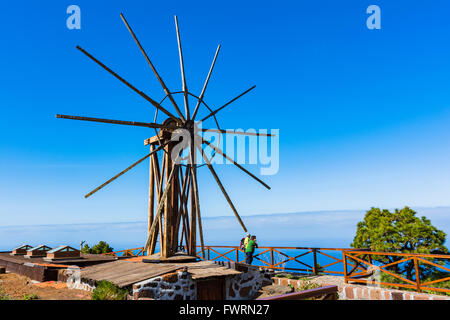 Restaurierte Windmühle für das Schleifen von Gofio verwendet. Las Tricias Garafía, La Palma, Teneriffa, Kanarische Inseln, Spanien, Europa Stockfoto