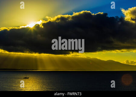 Lanai-Sonnenuntergang Stockfoto