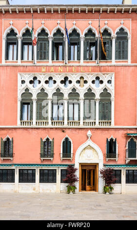 Hotel Danieli Fassade, Riva Degli Schiavoni, San Marco, Venedig, Italien Stockfoto