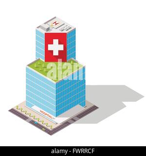 isometrische Krankenhaus High-Tech- Stock Vektor