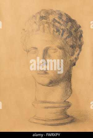 Handgezeichnete Kopf, Gips-Büste Mann gezeichnet. Rom-Empire-Mann Stockfoto