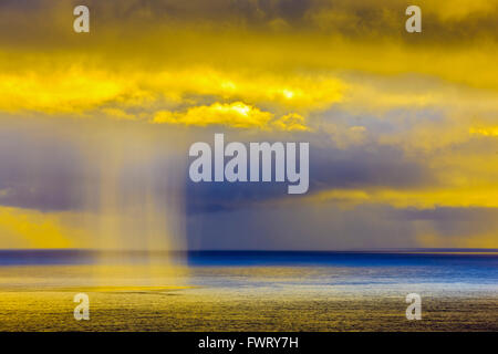 Regen Sturm Zelle strömendem Regen über den Pazifischen Ozean Hawaii Stockfoto