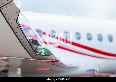 Private Flugzeuge teilweise Detail auf dem Display auf der Singapore Airshow 2016 Stockfoto