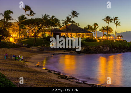 Merriman Restaurant und Weinbar am Sandstrand in Kapalua sind von Maui Hawaii Stockfoto