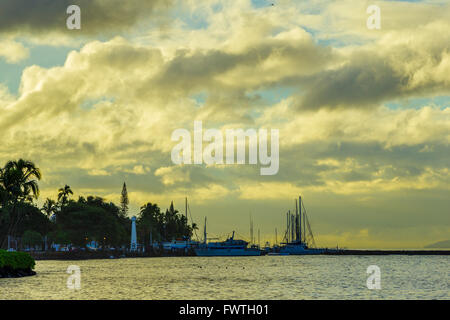 Lahaina Harbor im Morgengrauen, Maui Stockfoto