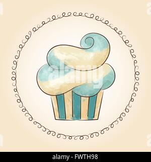 Vektor-Aquarell winkte Cupcake. Ideal für Menü für Café und Restaurants. Vektor-illustration Stock Vektor