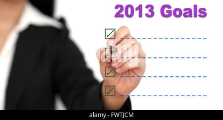 Asiatische Geschäftsfrau 2013 Ziel Liste schreiben Stockfoto