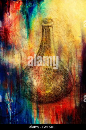 Zeichnen die Karaffe an Rebstöcken. Original Hand zu ziehen. Stockfoto