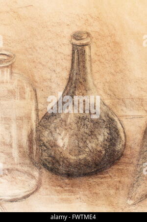 Zeichnen die Karaffe an Rebstöcken. Original Hand zu ziehen. Stockfoto