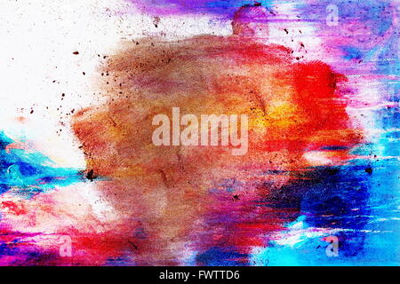 Kupferpulver auf Kupfer Farbpulver auf abstrakte Farbhintergrund und Fingerabdrücke. Stockfoto
