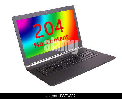 HTTP-Statuscode auf einem Laptop-Bildschirm - 204, kein Inhalt Stockfoto