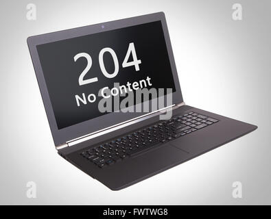 HTTP-Statuscode auf einem Laptop-Bildschirm - 204, kein Inhalt Stockfoto