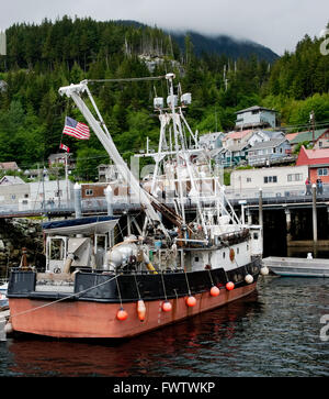 Angelboot/Fischerboot im Hafen von Ketchikan, Alaska Stockfoto