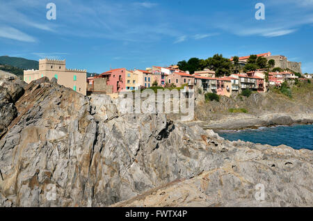 Küste von Collioure in Frankreich Stockfoto