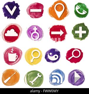 Vektor-bunte Aquarell Business Icons set Stock Vektor