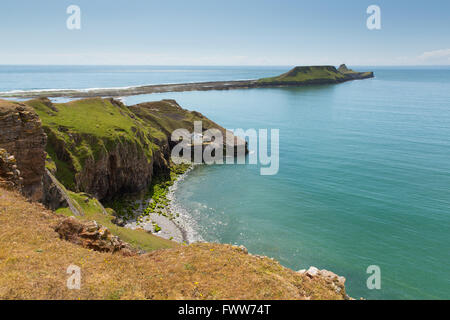 Würmer Kopf Rhossili The Gower Halbinsel Wales UK kleine Gezeiten-Insel, die bei Ebbe kann man zu Fuß Stockfoto