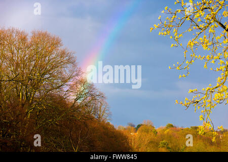 Regenbogen in einem Gewitterhimmel, Northamptonshire Stockfoto