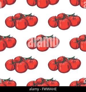 Handgezeichnete nahtlose Tomate Hintergrund Stock Vektor
