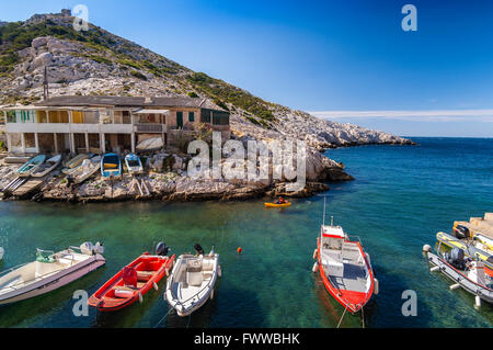 Port de Callelongue Les Goudes Marseille Frankreich Paca Stockfoto