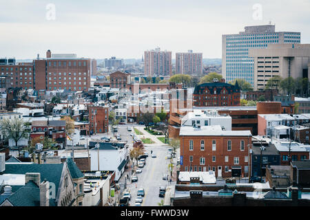 Blick auf die eifrigen Street, in Mount Vernon, Baltimore, Maryland. Stockfoto