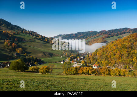 Blick ins Wiesental Tal, Schönau, Schwarzwald, Baden-Württemberg, Deutschland Stockfoto