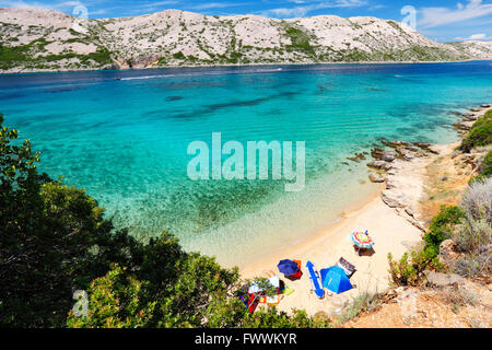 Rab.Beach Landschaft der Insel Stockfoto