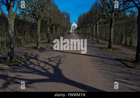 Blue Palace am Ende der Baum-Allee, Puskin Russland Stockfoto