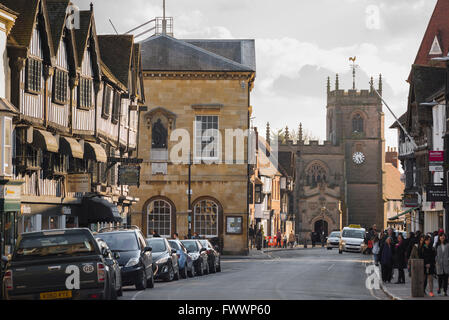 Stratford Upon Avon, Blick auf die High Street in Stratford Upon Avon, England, Großbritannien Stockfoto