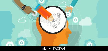 Design-denken kreativ verarbeiten Geist Gehirn links rechts Kreativität Kopf Idee kritzeln Stock Vektor