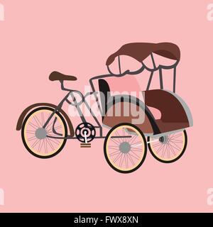 Becak-Rikscha-Indonesien Jakarta Symbol flach Vektor Illustration Transport Stock Vektor