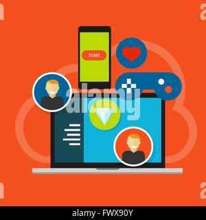 Gamification Spiel Online-Gaming-gameifizieren Stock Vektor