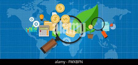 Investitionen Wachstum Geld Lupe Baum Blatt investation Stock Vektor