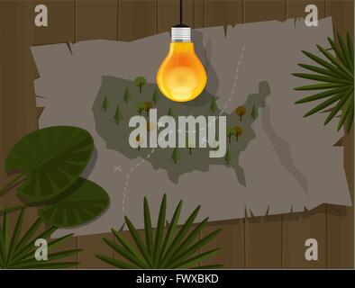 Dschungel-Lampe Nacht Amerika dunkle Karte Stock Vektor
