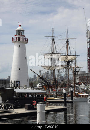 Leuchtturm von Cape Bowling Green im australian national maritime Museum in Sydney, Australien Stockfoto