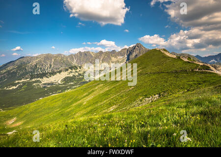 Tatra Gebirge, Polen, Blick vom Kasprowy Wierch, Tal Gasienicowa Stockfoto