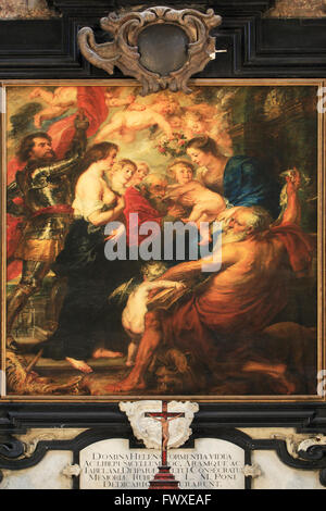 Gemälde von Rubens (1577-1640) über dem Altar in der Kapelle Rubens (1640) am St.-Jakobs Kirche in Antwerpen, Belgien Stockfoto