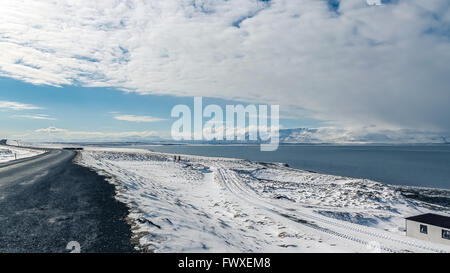 Skagafjördur gesehen von Hofsos, Island Stockfoto