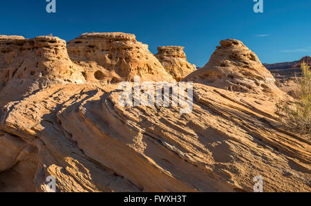 Slickrock Sandsteinformationen über Dirty Devil River, Glen Canyon National Recreation Area, Utah, USA Stockfoto