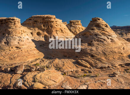 Slickrock Sandsteinformationen über Dirty Devil River, Glen Canyon National Recreation Area, Utah, USA Stockfoto