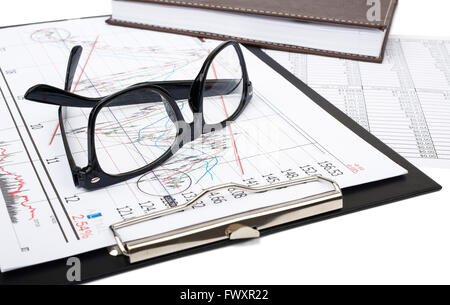 Ordner mit Brille Stockfoto