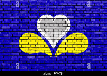 Flagge von Brüssel auf Mauer gemalt Stockfoto